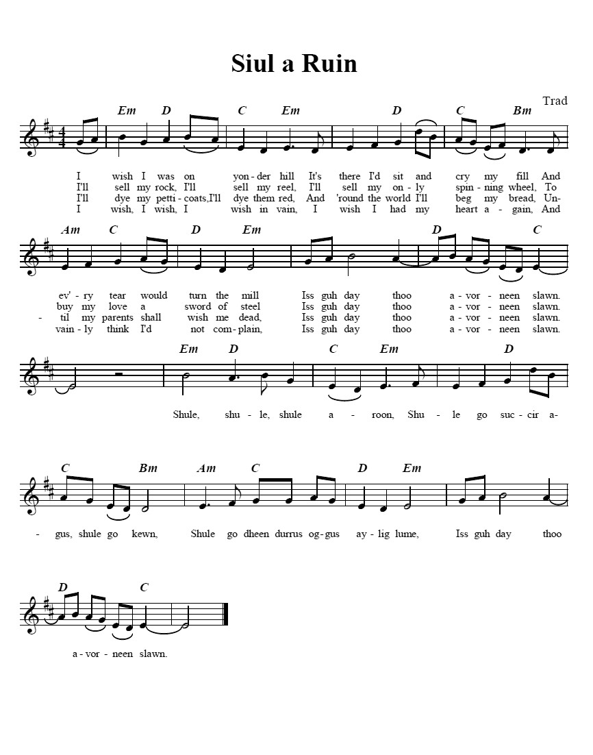 bouzouki gdae siuil a ruin johnny has gone for a soldier sheet music