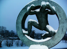Sculpture on bridge in Frogner Park