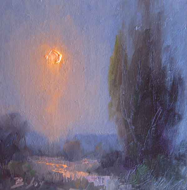 Palette Knife Painters, International: Moonscape oil painting by BECKY JOY