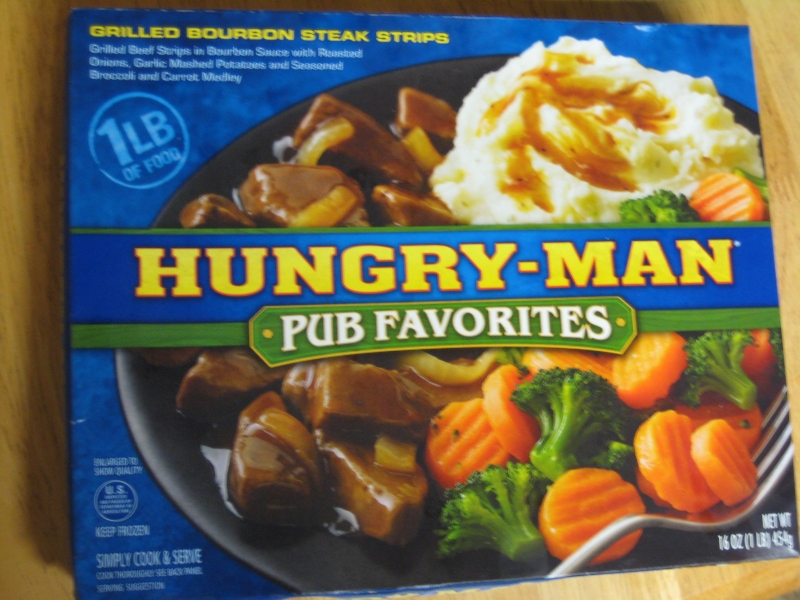 Frozen Friday HungryMan Grilled Bourbon Steak Strips Brand Eating
