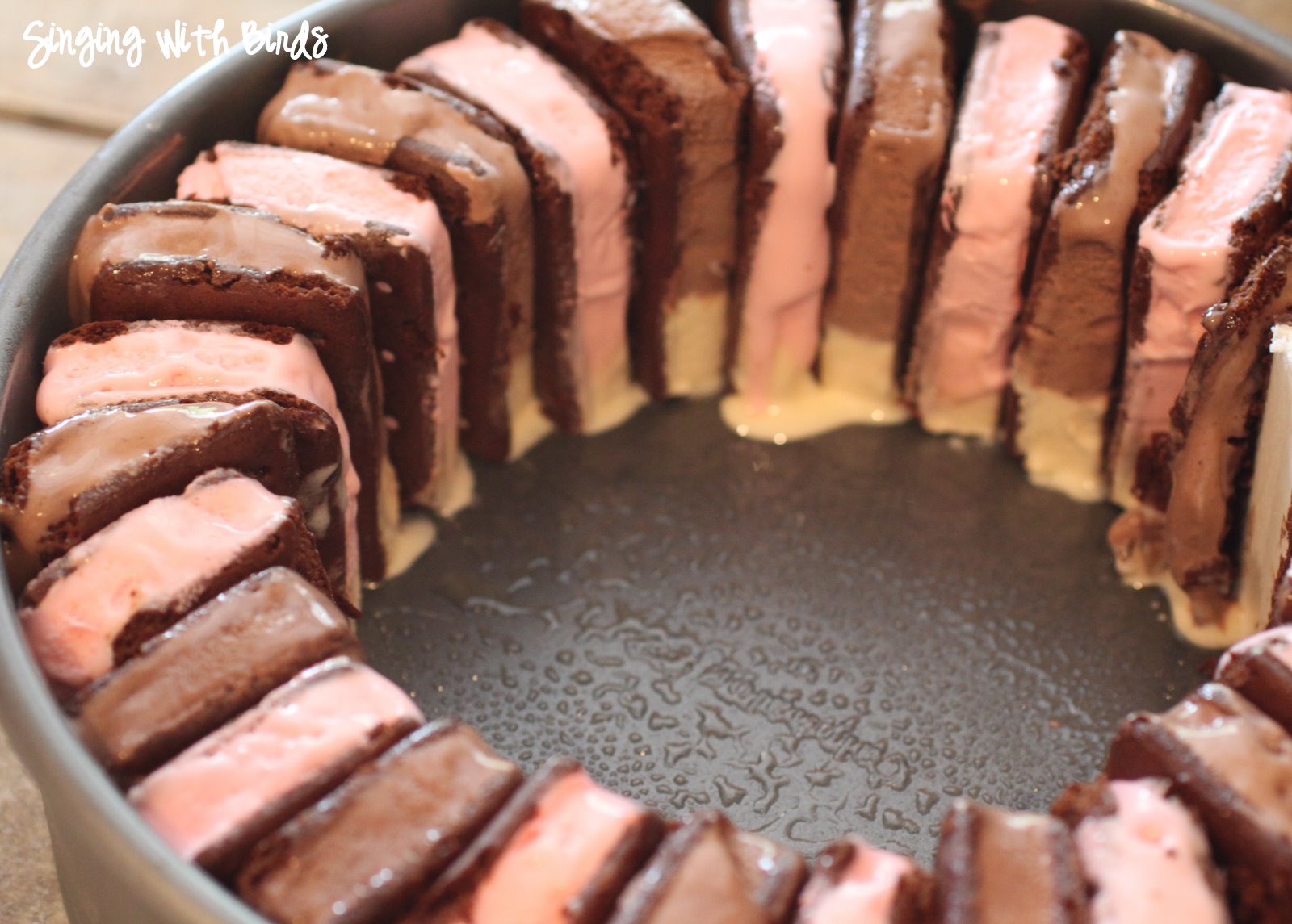 ice cream sandwich cake in springform pan
