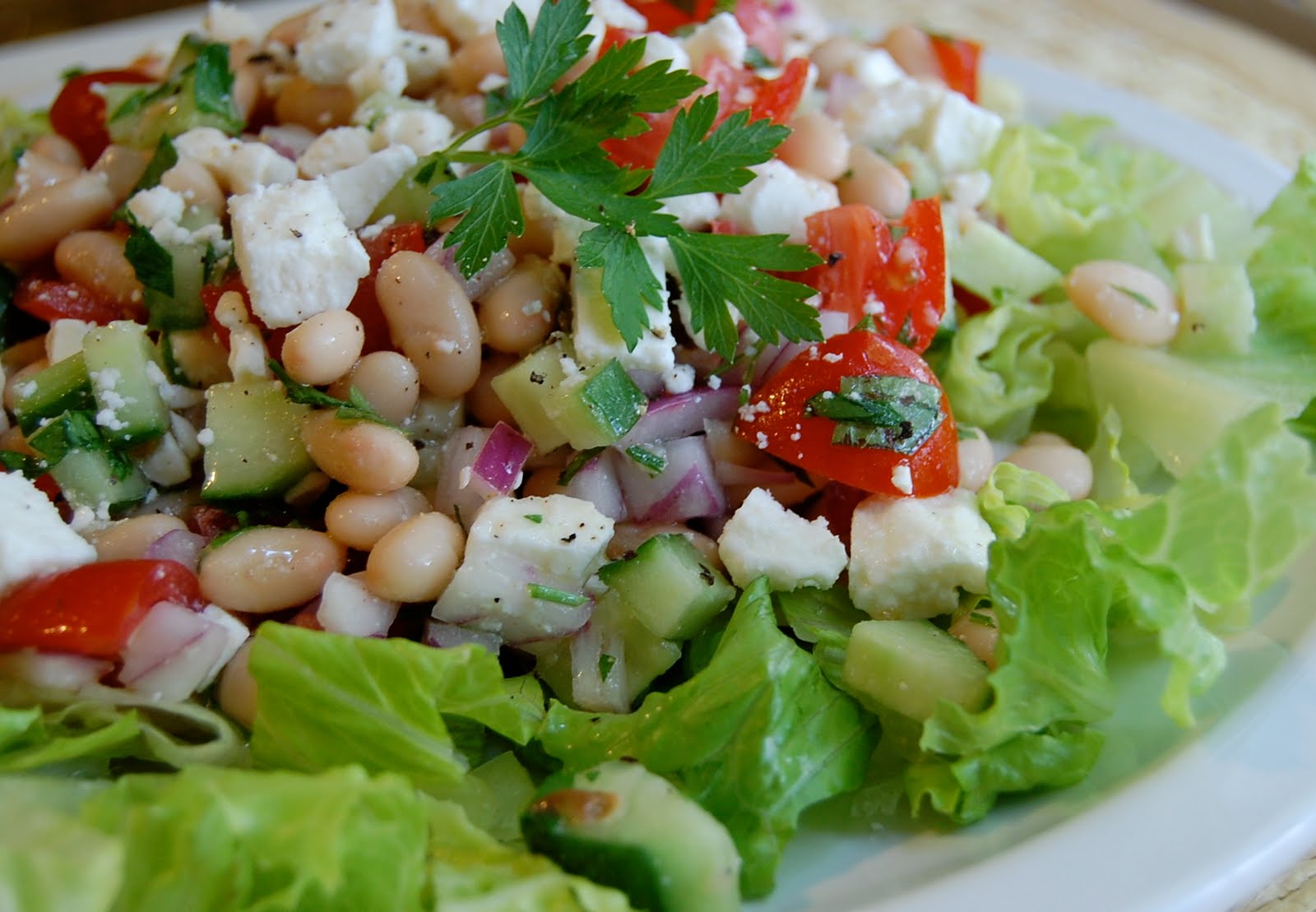 Chef Mommy Chopped Greek Salad with Cannellini Beans
