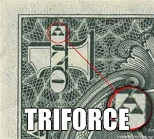 tri-force hidden on one dollar bill