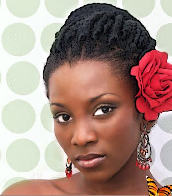 African American Wedding Hairstyles Hairdos Updo with flowers and 