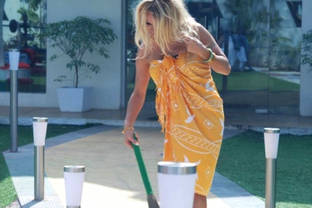 Pamela Anderson BB4 (Bigg Boss 4) House Stills, Pics in Towel