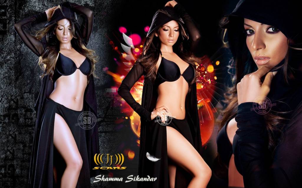 Shama Sikandar Hot Black Bikini Wallpaper