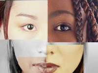 a face made up of sections of different faces