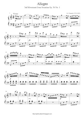 Partitura de piano gratis de Muzio Clementi: Allegro (Tercer movimiento Sonatina Op.36, No.1)