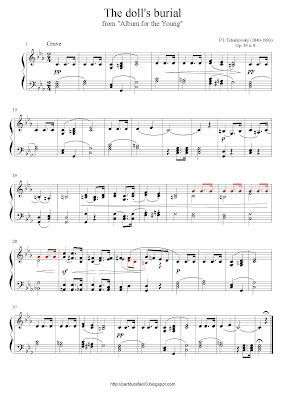 Partitura de piano gratis de Piort Illych Tchaikovsky: The doll´s burial (Op.39, No.8)