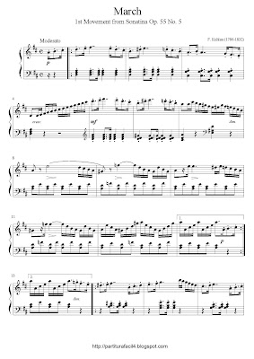 Partitura de piano gratis de Friedrich Kuhlau: March (Sonatina Op.55, No5)