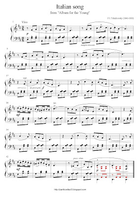 Partitura de piano gratis de Piort Illych Tchaikovsky: Italian Song (from 