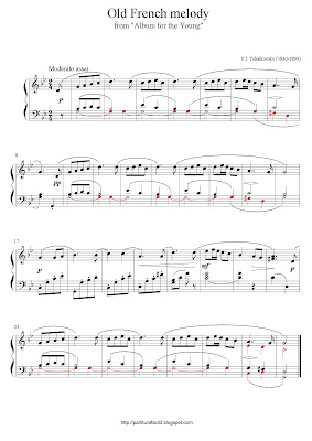 Partitura de piano gratis de Piort Illych Tchaikovsky: Old French Melody (from 