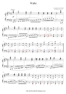 Partitura de piano gratis de Franz Schubert: Waltz (Op.127, No.6)