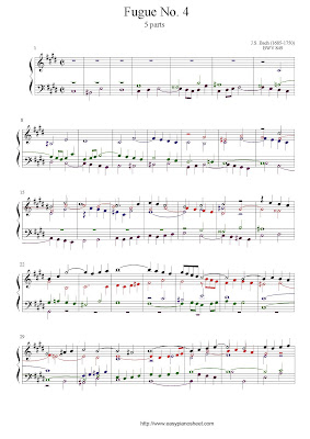 Partitura de piano gratis de Johann Sebastian Bach: Fuga No.4 (BWV 849)