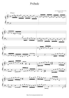 Partitura de piano gratis de George Frederich Haendel: Preludio, Morning, (Op.HWV 564)

