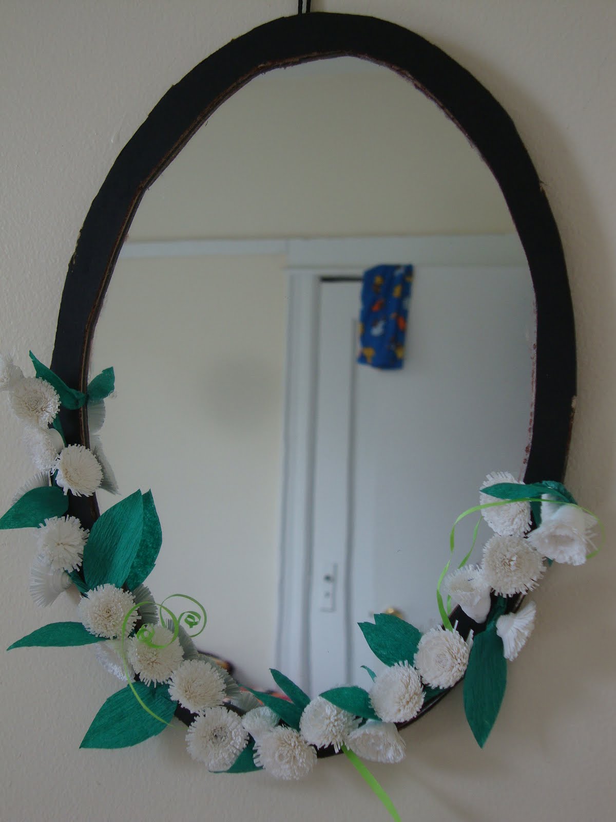 Sonali's Quilling Creation.. Mirror decorated with quilled flowers..