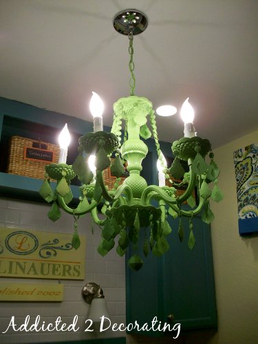 apple green painted chandelier, plastic chandelier