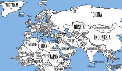 NUEVO MAPA DE PAISES POR DENSIDAD POBLACION | Sobaco Global