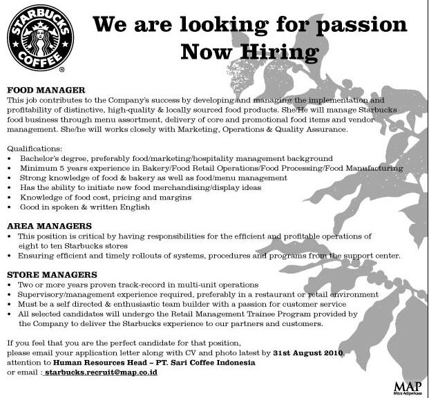 starbucks manager job description