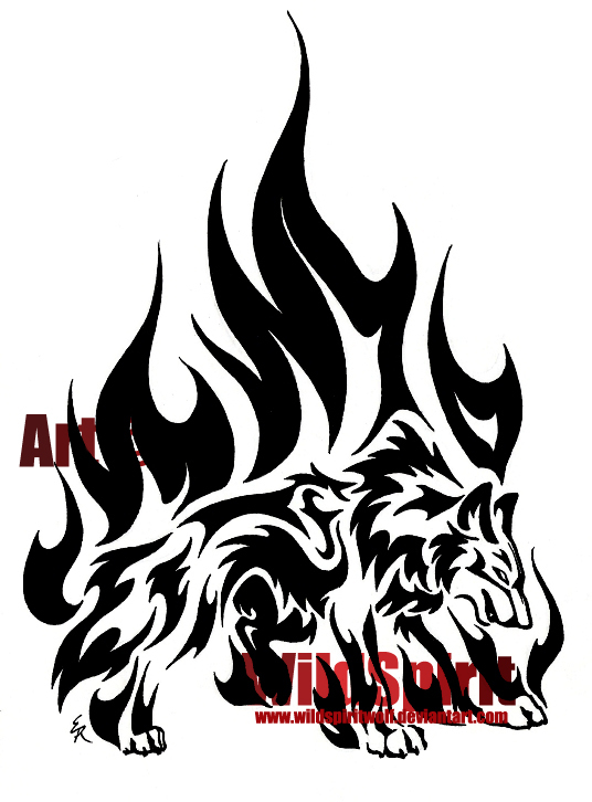 Flame Dance Wolf Tattoo Tribal Flame Dragon Tattoo
