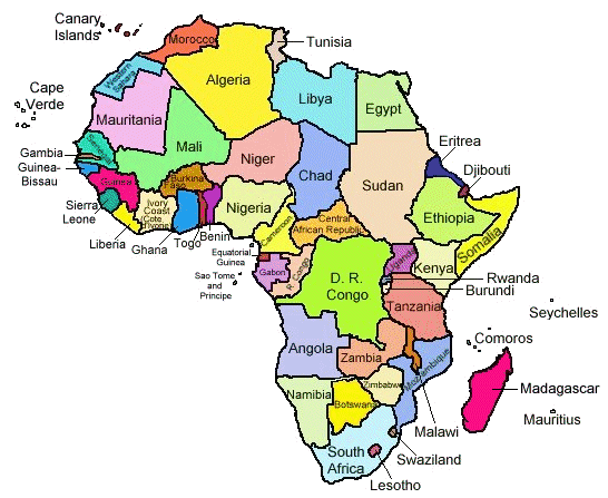 Africa is made up of 53