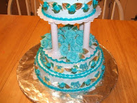 50th wedding anniversary cake winter blue and gold