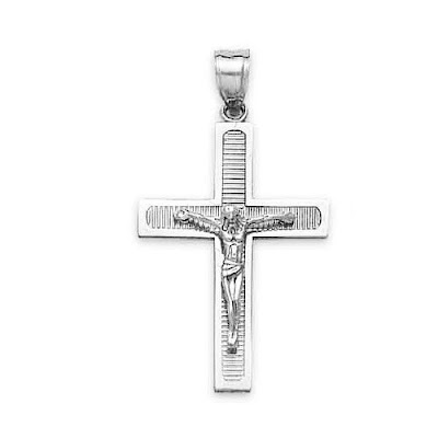 White Gold Lined Crucifix