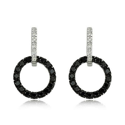 Black Diamond Circle Earrings