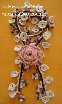 عقود الورود من الكروشي. Nature+rosa+com+marrom