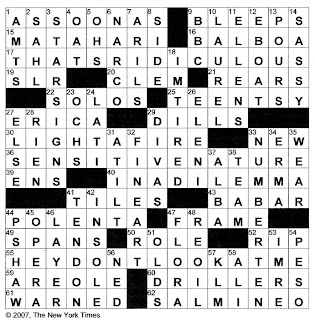 The New York Times Crossword in Gothic: September 2007