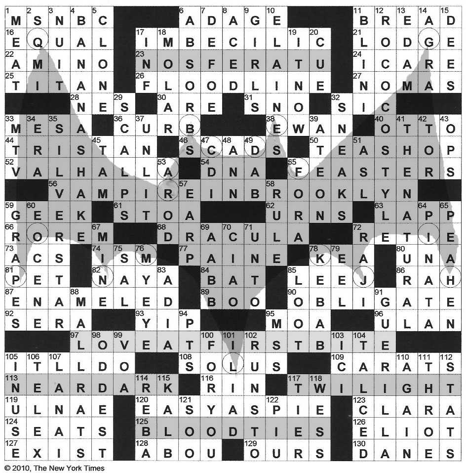 The New York Times Crossword in Gothic: October 2010