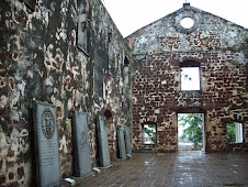 Internal ruins of "St Pauls Church" with Portugueese and Dutch Tombstones.