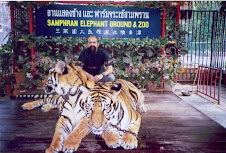Author ,Rudolph.a.Furtado with the pair of tigers at "Samphran zoo" in Bangkok.