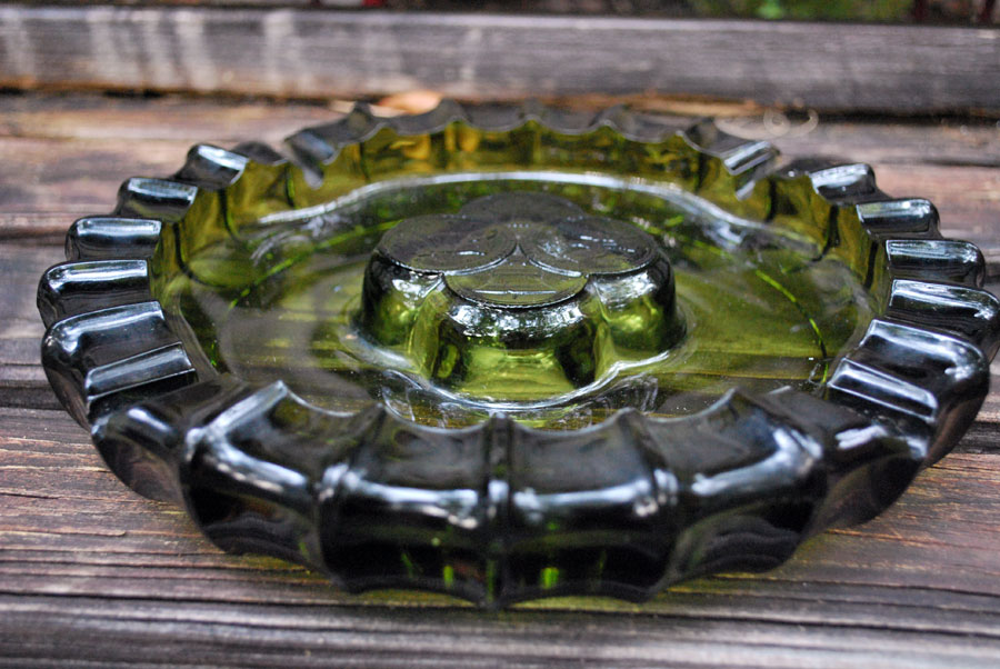 junk2funk Vintage Green Glass Ashtray