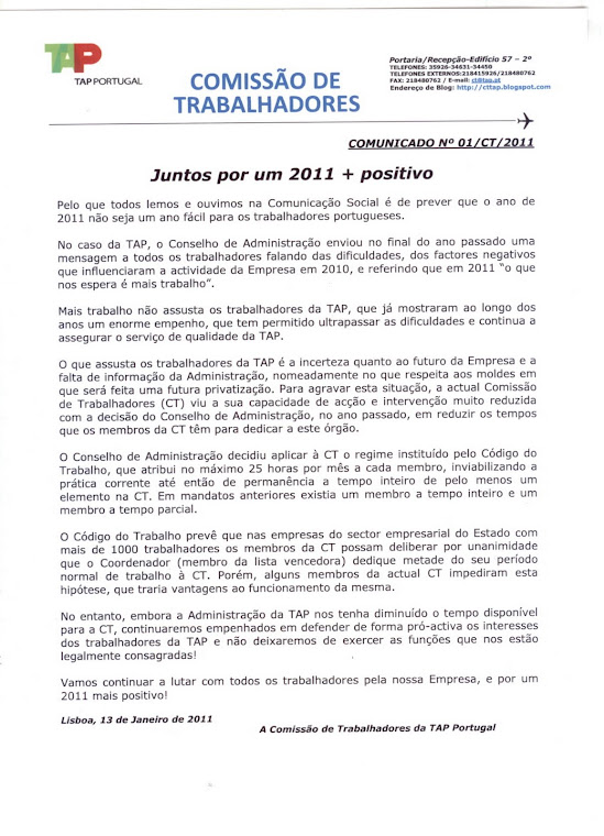 Comunicado 01/2011