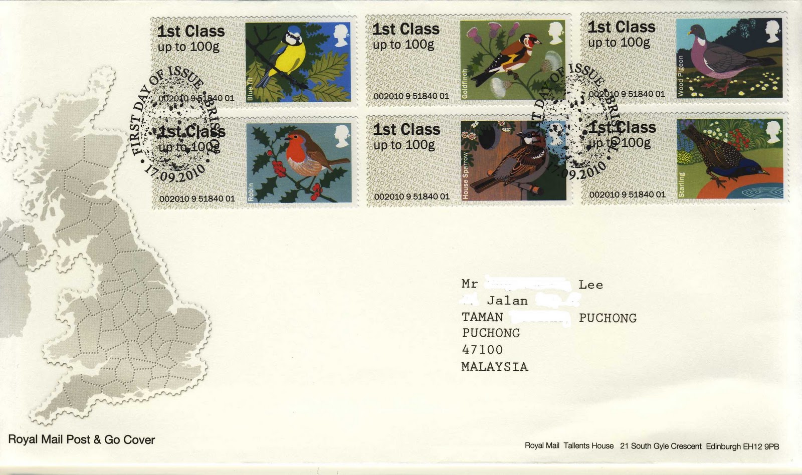 Stamps in miniature world "Post and Go" Birds ATM Stamp UK