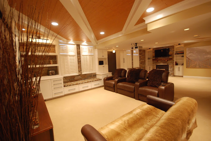 Lighting and natural elements make a basement not feel like it is a room built in a hole!
