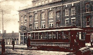 Streetcar Passing Vanderford Hotel