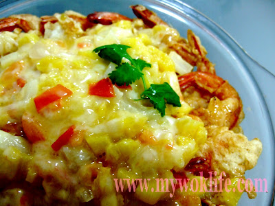 My Wok Life Cooking Blog - Fried Prawns Fritters with Fruity Cheese Topping -