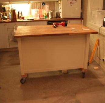 Kitchen island on wheels