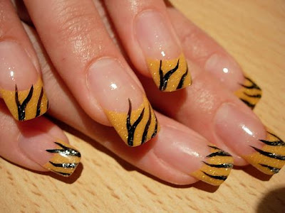 creative nail design, tiger nails 