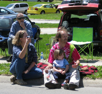 hippie watching the parade, redford township, memorial day