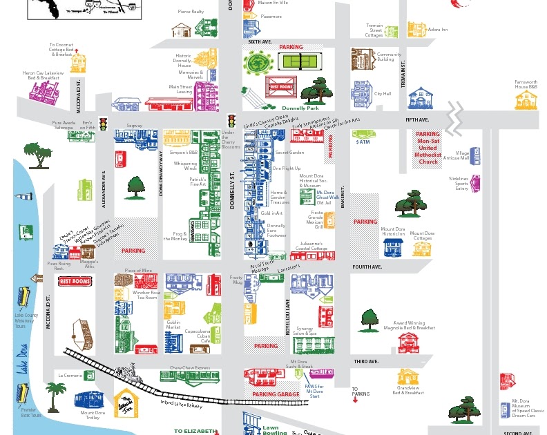 What To Do In Mount Dora Printable Mount Dora Walking Map Featuring