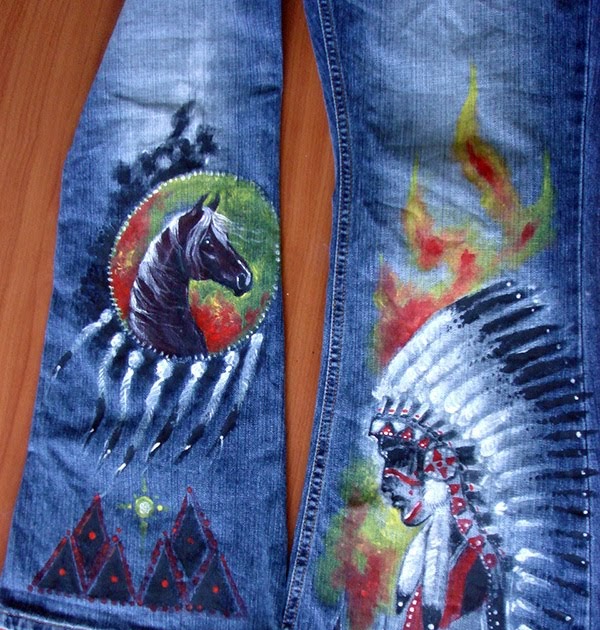 PHOTO ODYSSEY OF RICHARD HAND PAINTED BLUE JEANS / BLUGI PICTATI