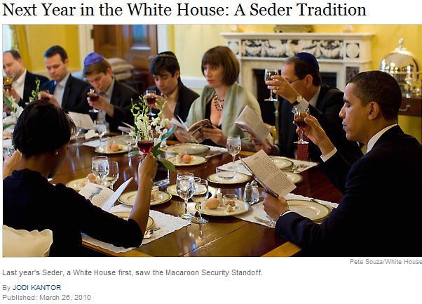Barack Obama's reading the Haggadah