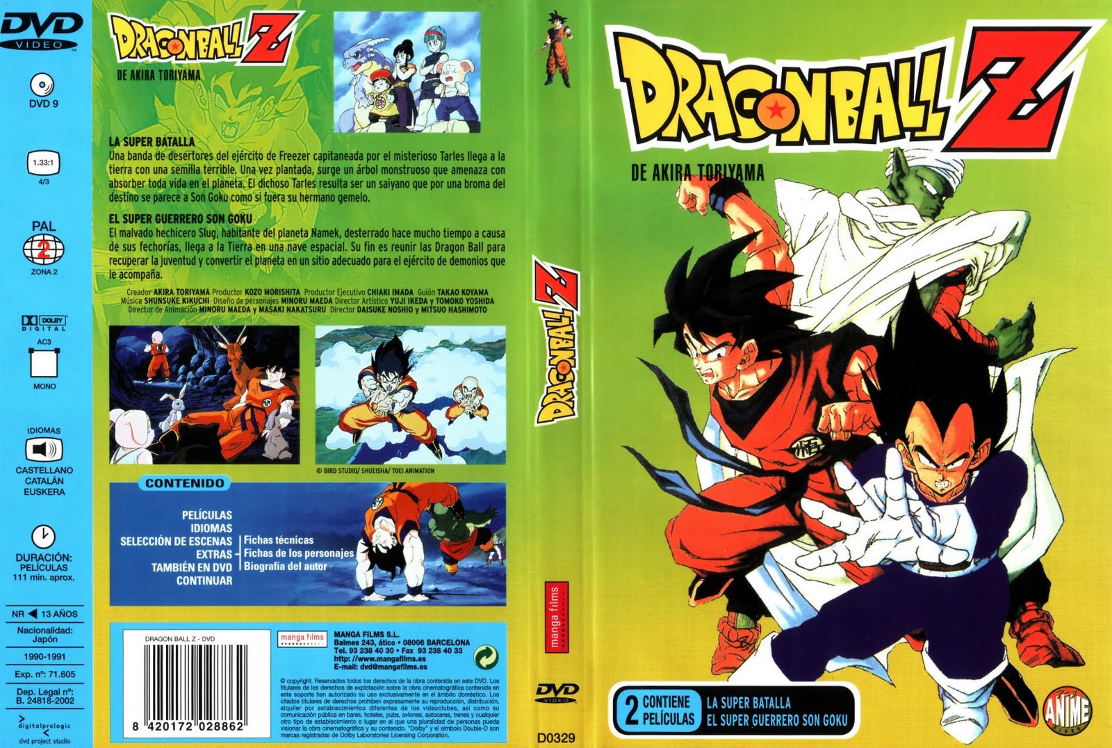 Caratulas Dragon Ball Dragon Ball Z Las Peliculas Manga Films Vol