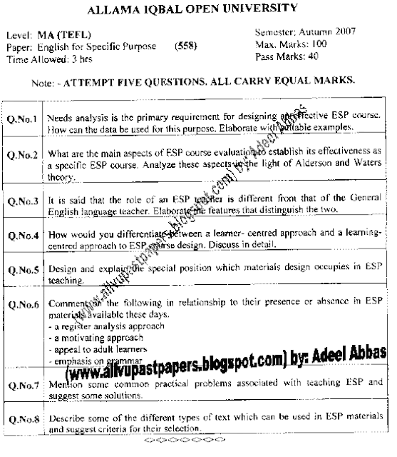 Aiou m.a tefl thesis image