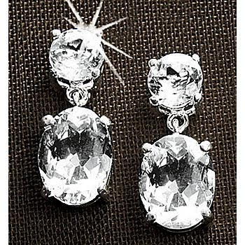 White Topaz Oval Drop Earrings White Topaz Oval Drop Earrings