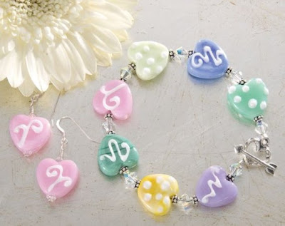 Pastel Glass Heart Bracelet Pastel Glass Heart Bracelet