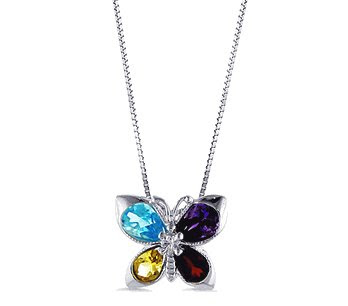 Blue Topaz and Garnet Butterfly Pendant Blue Topaz and Garnet Butterfly Pendant
